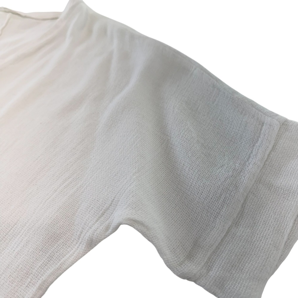 Catwalk Studio White Linen Cotton V-Neck Top Textured Boxy Lagenlook,‎ OS - Picture 7 of 7